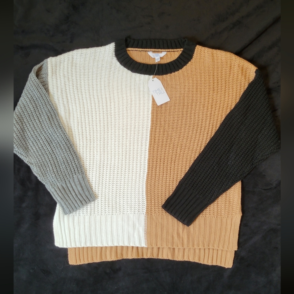 Sweater, colorblock, large